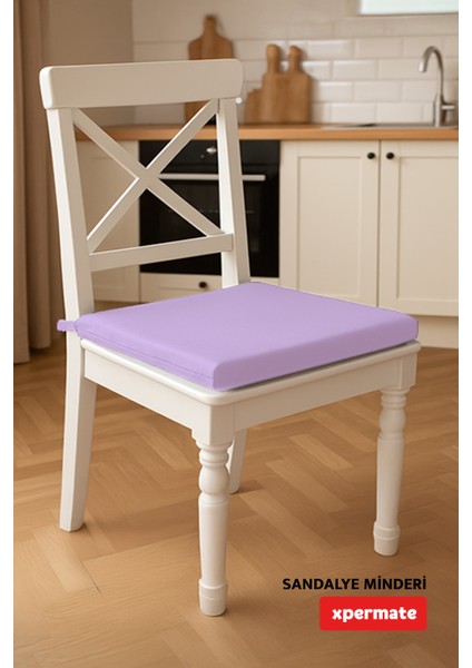 Fermuarlı 2'Li Sandalye Minderi Su Itici Kumaş 40 x 40 cm Sünger Sandalye Minderi Bağcıklı Lila indirimleri