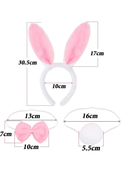 Tavşan Kostüm Seti Taç Papyon Kuyruk Pembe Renk