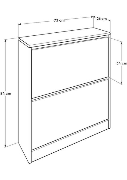 Flat Duo 2 Katlı Geniş Ayakkabılık - Florida Meşe 73 x 84 x 26 cm