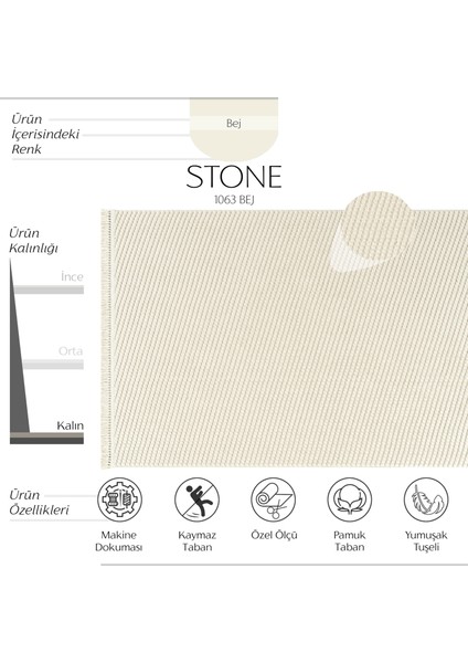 Stone 1063 Bej Kaymaz Taban Koridor Halısı Kesme Yolluk Mutfak Halısı Modern Salon Halısı modelleri