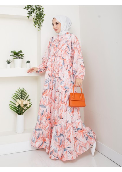 Kadın Düğmeli Desenli Modal Fuşya Elbise fiyatları