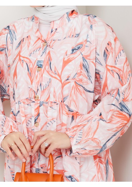 Kadın Düğmeli Desenli Modal Fuşya Elbise fırsatları