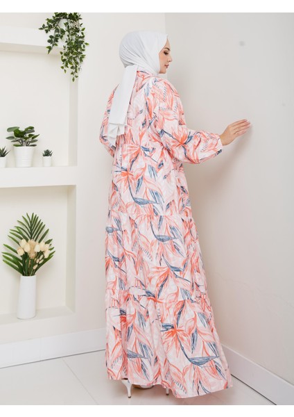 Kadın Düğmeli Desenli Modal Fuşya Elbise indirimleri