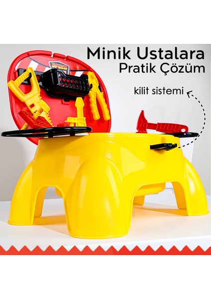 18 Parça Masalı Oyuncak Tamir Seti - Taşıma Çantalı Oturaklı Eğitici Meslek Oyunu Alet Çantası modelleri