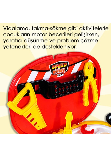 18 Parça Masalı Oyuncak Tamir Seti - Taşıma Çantalı Oturaklı Eğitici Meslek Oyunu Alet Çantası fırsatları