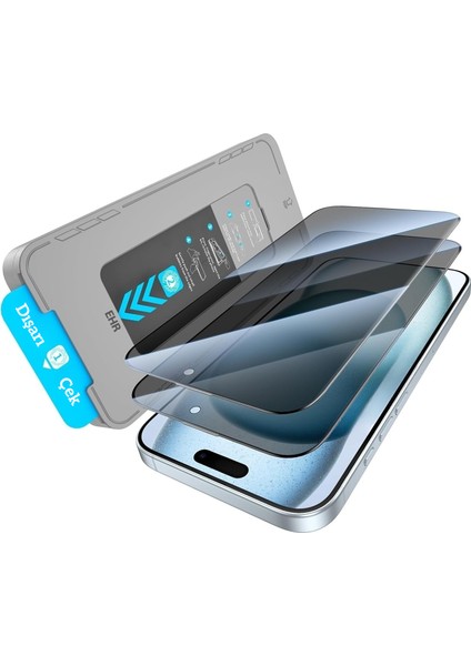 iPhone 15 Plus Otomatik Kolay Kurulum Aparatlı Toz Bırakmayan Hayalet Full Kaplayan Ekran Koruyucu Cam(2 Adet)