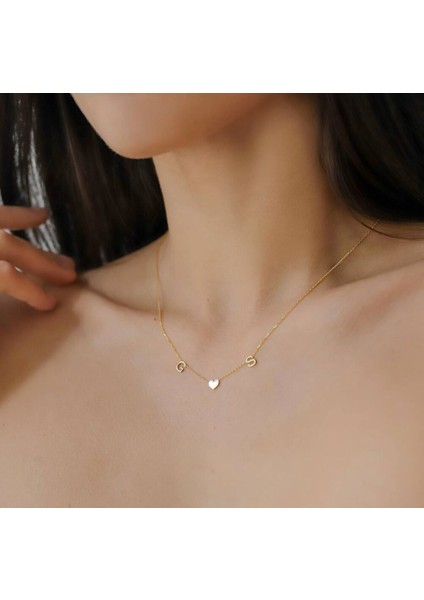 Kalp Formlu Altın Harfli Kolye 14 Ayar fiyatları