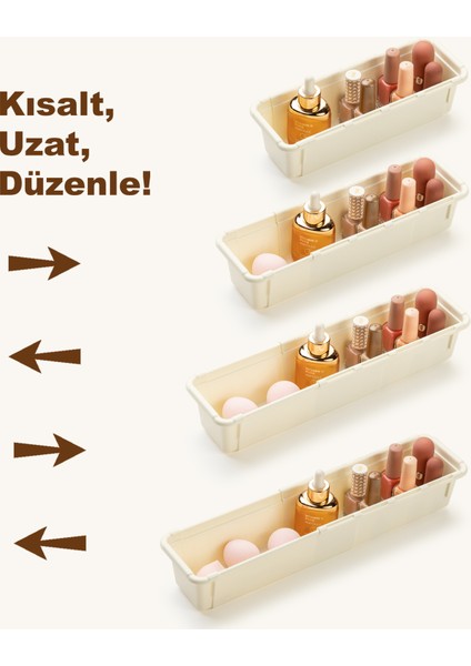 12 Parça Uzayabilen Makyaj Organizeri - Ayarlanabilir Modüler Çekmece İçi Takı Aksesuar Düzenleyici fırsatları