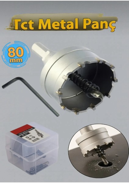 Tct Metal Delme Panç 80 mm Metal Demir Testeresi Açma Delik Adaptörlü