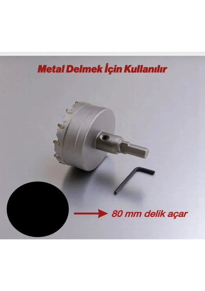 Tct Metal Delme Panç 80 mm Metal Demir Testeresi Açma Delik Adaptörlü fiyatları