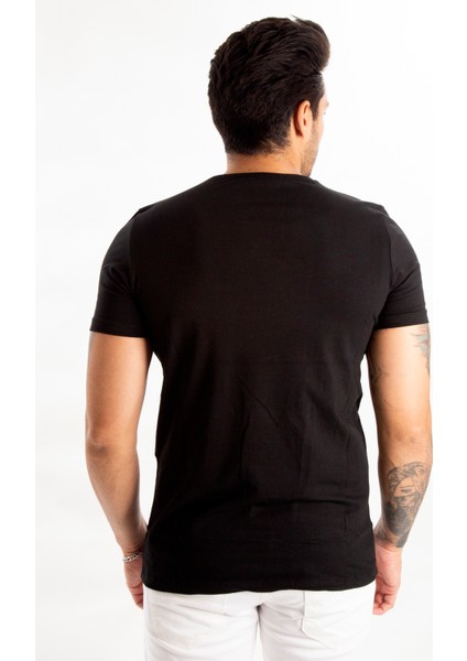 Siyah Erkek/Unisex Slim Fit Dar Kesim Bisiklet Yaka Pamuklu Likralı Basic Tişört 1801131 indirimleri