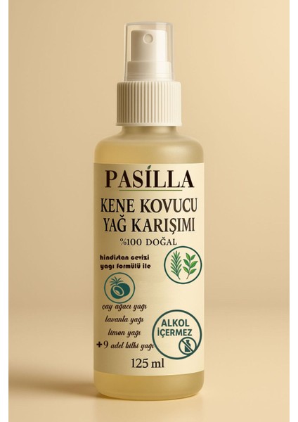 Kene Koruyucu Sprey 125ML - Doğal Yağ Karışımı (Çay Ağacı, Biberiye, Lavanta Yağları +9)