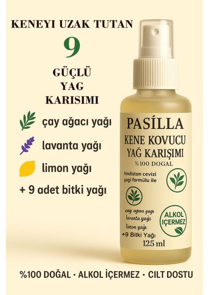 Kene Koruyucu Sprey 125ML - Doğal Yağ Karışımı (Çay Ağacı, Biberiye, Lavanta Yağları +9) fiyatları