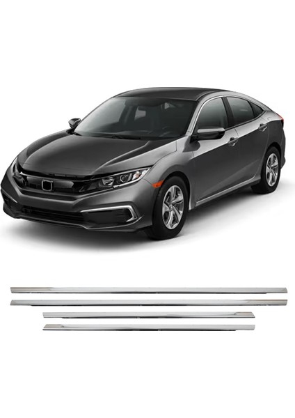 Honda Civic Uyumlu 2019-2022 Krom Cam Çıtası 4 Parça Paslanmaz Çelik fiyatları