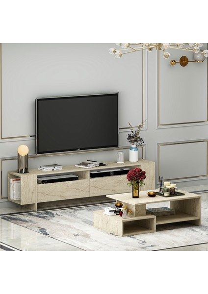 Angel Tv Ünitesi ve Dux Orta Sehpa Salon Takımı - Traverten fırsatları