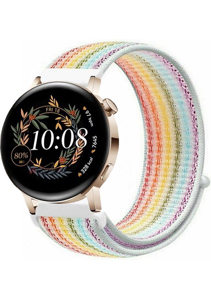 Huawei Watch Gt3 42MM ile Uyumlu Kordon Cırt Cırtlı Spor Kumaş Kayış