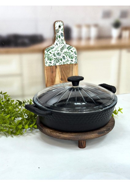 Dıamente 30 cm Granit Döküm Basık Model Tencere