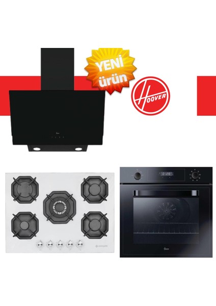 Venrano Ankastre Set (3051BI + Eminçelik 22 386 S 5 Gözlü Beyaz Ocak + HDG6C2GBTK )