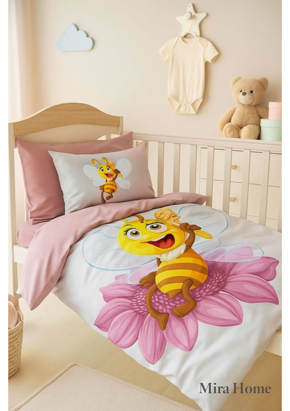 Yenidoğan Kız Bebek Nevresim Takımı 3D Pamuklu Lady Bee