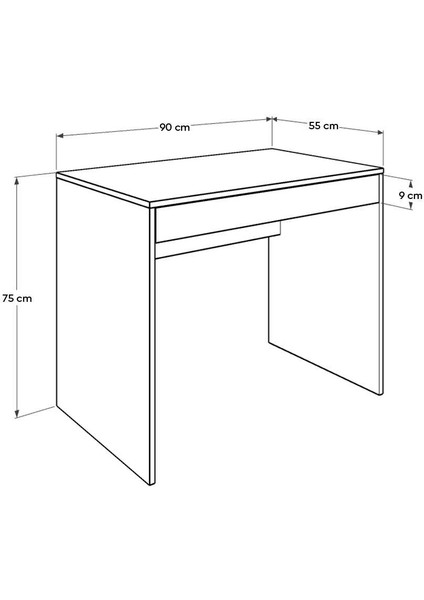 Çekmeceli Çalışma Masası - Florida Meşe 90X75X55 cm