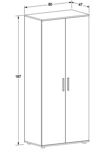 Trendline 2 Kapaklı Gardırop - Florida Meşe 80 x 187 x 47 cm