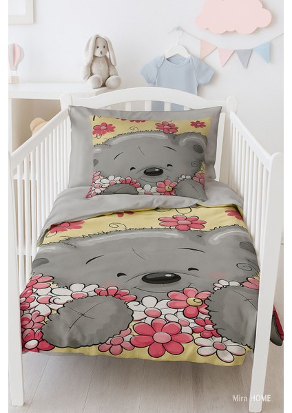 Yenidoğan Kız Bebek Nevresim Takımı 3D Pamuklu Flower