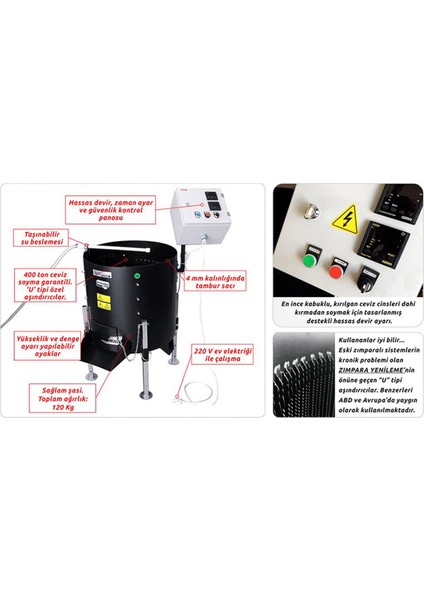 CKS90160D Devir Ayarlı Bıçaklı Ceviz Soyma Makinesi 180 Litre modelleri