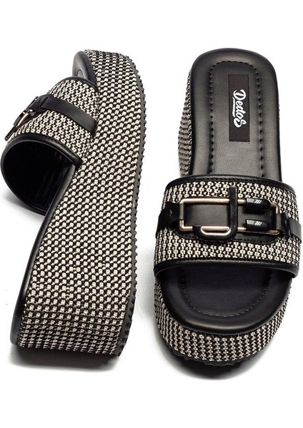 Kadın Hasır Örme Tokalı Yüksek Platform Topuklu Terlik 2400 modelleri