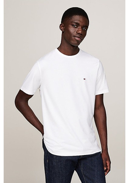Erkek Regular Fit Esnek Teknik Kumaş T-Shirt - Beyaz