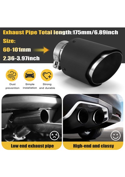Araba Mat Karbon Fiber Egzoz Ucu 60-101MM Evrensel Araba Egzoz Borusu Modifikasyonu Kuyruk Boğazı Klipsli Kuyruk Borusu (Yurt Dışından) indirimleri