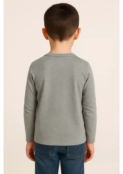 Unisex Çocuk Bisiklet Yaka Uzun Kollu Okul Badi M00748 Gri fiyatları