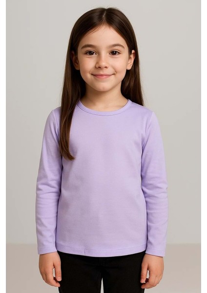 Unisex Çocuk Bisiklet Yaka Uzun Kollu Okul Badi M00748 Lila