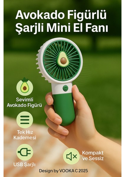 Yeşil Mini Taşınabilir Sessiz Fan, Güçlü ve Serinletici Masaüstü Soğutucu