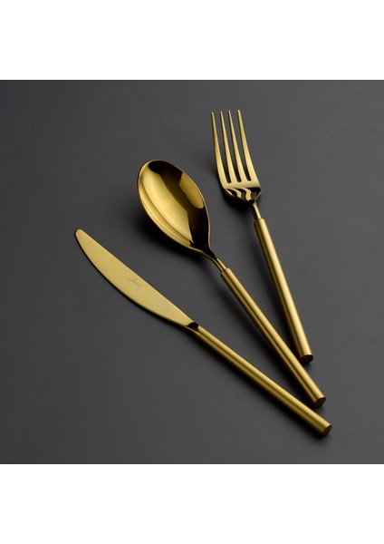 6000 Roller Titanyum Mat Gold 12 Kişilik 84 Parça Çatal Kaşık Bıçak Takımı fiyatları