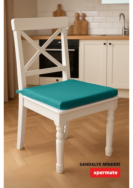 Fermuarlı 2'li Sandalye Minderi Su Itici Kumaş 40X40 cm Sünger Sandalye Minderi Bağcıklı Turkuaz indirimleri