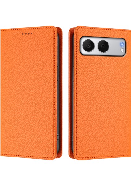 Oneplus Nord 4 Cüzdan Rfıd Engelleme Litchi Doku Deri Kılıf (Yurt Dışından)