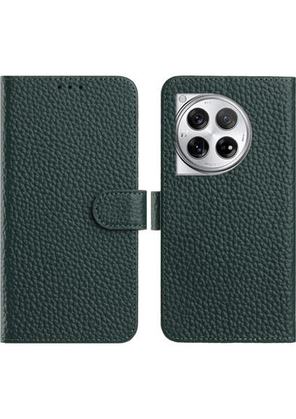 Oneplus 12 5g Cüzdan Standı Litchi Dokusu Gerçek Inek Derisi Kapaklı Telefon Kılıfı (Yurt Dışından)