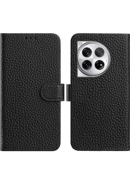 Oneplus 12 5g Cüzdan Standı Litchi Dokusu Gerçek Inek Derisi Kapaklı Telefon Kılıfı (Yurt Dışından)