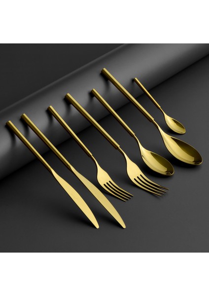 6000 Roller Titanyum Gold 84 Parça 12 Kişilik Çatal Kaşık Bıçak Seti