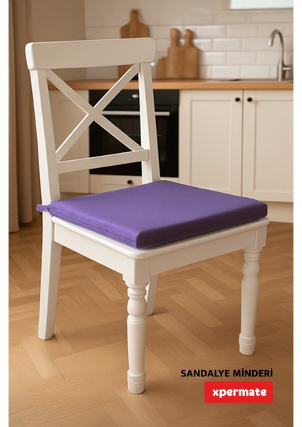 2'li Sandalye Minderi Su Itici Kumaş 40X40 cm Sünger Sandalye Minderi Bağcıklı Mor indirimleri
