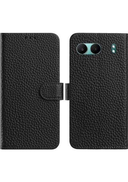 Oneplus Nord 4 Cüzdan Standı Litchi Dokusu Gerçek Inek Derisi Kapaklı Telefon Kılıfı (Yurt Dışından)