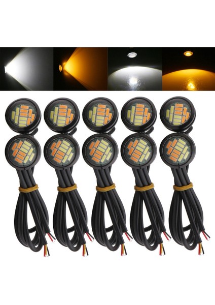 10 Adet 12V 23MM Çift Renkli Switchback 4014 Smd 12 LED Drl Kartal Göz Gündüz Işığı Araba Motor Dönüş Işıkları (Yurt Dışından) fiyatları