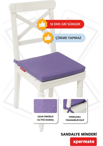 Fermuarlı Sandalye Minderi Su Itici Kumaş 40X40 cm Sünger Sandalye Minderi Bağcıklı Mor fiyatları