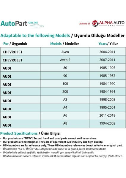 Chevrolet, Audi, Opel, Mercedes için 10 Adet Davlumbaz Klips