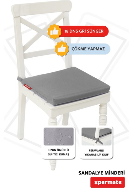 Fermuarlı Sandalye Minderi Su Itici Kumaş 40X40 cm Sünger Sandalye Minderi Bağcıklı Antrasit fiyatları