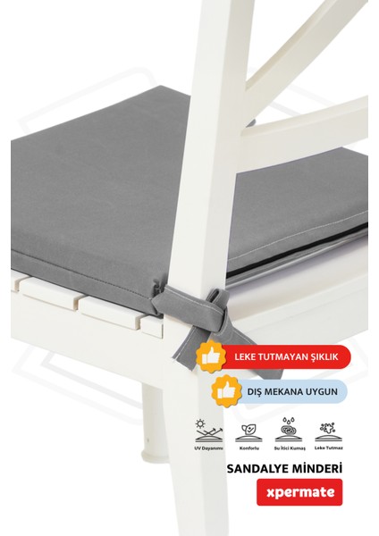 Fermuarlı Sandalye Minderi Su Itici Kumaş 40X40 cm Sünger Sandalye Minderi Bağcıklı Antrasit modelleri
