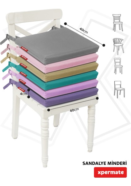 Fermuarlı Sandalye Minderi Su Itici Kumaş 40X40 cm Sünger Sandalye Minderi Bağcıklı Antrasit fırsatları