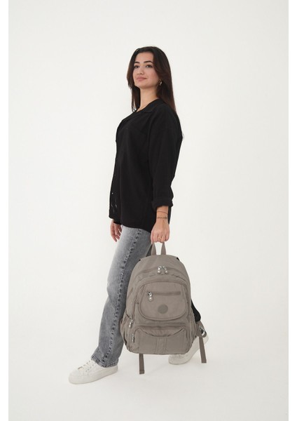 Unisex Suya Dayanıklı Krinkıl Kumaş Çok Gözlü Vizon Laptop Okul ve Sırt Çantası fiyatları