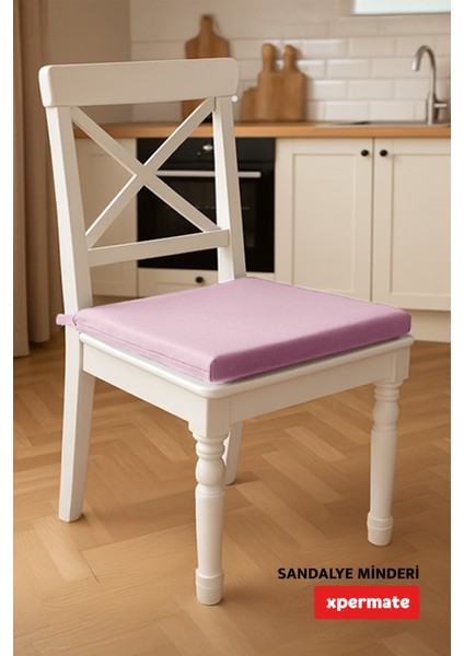 Fermuarlı Sandalye Minderi Su Itici Kumaş 40X40 cm Sünger Sandalye Minderi Bağcıklı Pembe indirimleri