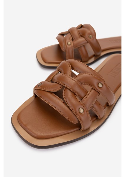 Kadın Hakiki Deri Taba Düz Terlik 1112 110-14 Bn Trlk Y25 Taba modelleri